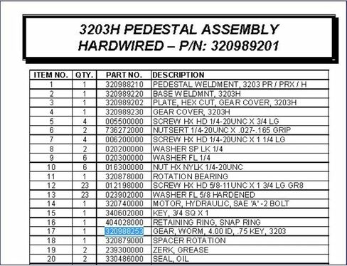 Auto Crane Gear, Worm, 6.667PD, 4.00 ID.75 Key, 3203, in Kuwait