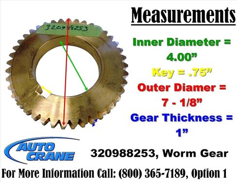 Auto Crane Gear, Worm, 6.667PD, 4.00 ID.75 Key, 3203, in Kuwait