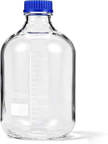 5000 ml Storage Glass Bottle, Round Media Storage Bottle with Blue GL45 Screw Cap Borosilicate Glass Scientific Graduated Media Container for Lab Water Reagent Liquids in Kuwait