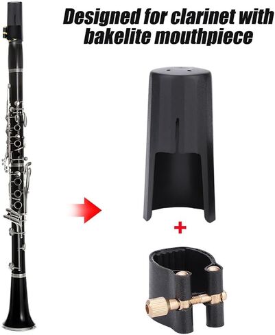 PU Bb Clarinet Ligature with Plastic Cap for Clarinet Bakelite Mouthpiece - Ligature Fastener Mouthpiece Cover Secure Reed Holder in Kuwait