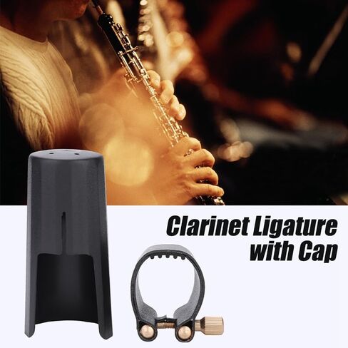 PU Bb Clarinet Ligature with Plastic Cap for Clarinet Bakelite Mouthpiece - Ligature Fastener Mouthpiece Cover Secure Reed Holder in Kuwait