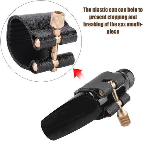 PU Bb Clarinet Ligature with Plastic Cap for Clarinet Bakelite Mouthpiece - Ligature Fastener Mouthpiece Cover Secure Reed Holder in Kuwait