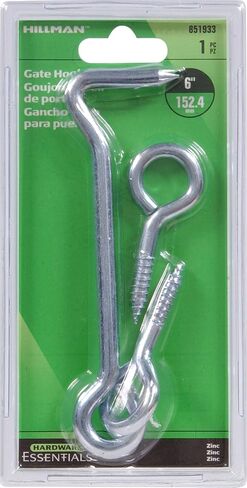 Hardware Essentials Group 851933 6-Inch Heavy Gate Hook with Screw Eyes, Zinc Plated in Kuwait