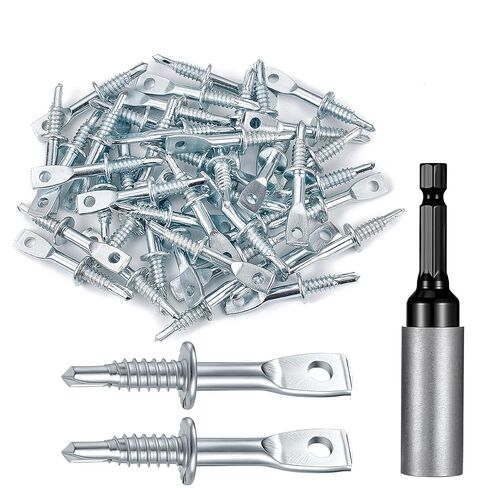 50 Pcs 1/4"x2.13" Eye Lag Self Tapping Drilling Point Screw with 1 Eye Lag Driver Zinc Plated Carbon Steel Eye Lag Self Drill Screw for Drop Ceiling Hanger Wire in Kuwait