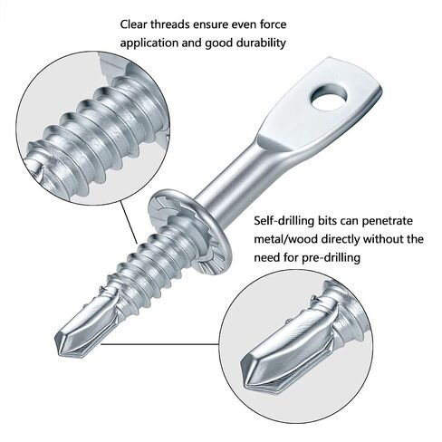 50 Pcs 1/4"x2.13" Eye Lag Self Tapping Drilling Point Screw with 1 Eye Lag Driver Zinc Plated Carbon Steel Eye Lag Self Drill Screw for Drop Ceiling Hanger Wire in Kuwait