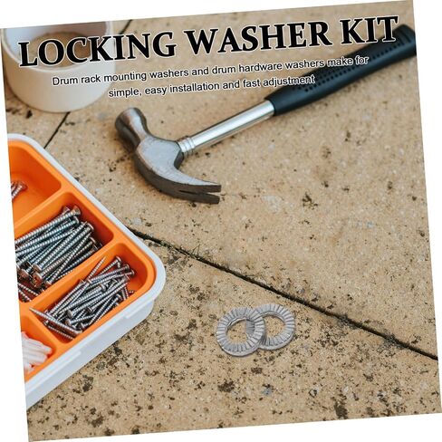 UPKOCH Drum Rack Mounting Hardware Set 20pcs Metal Wedge Locking Washers Non-slip Plastic Gaskets 6.5mm Id Anti-loosening Safety Washers for Drum Rack Protection in Kuwait