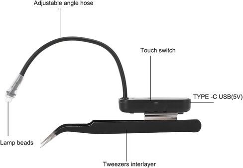 ضوء رمش مع ملاقط، تصميم خرطوم مرن قابل للانحناء، تقنية الطول الموجي 1 وات 405 نانومتر، ضوء معالجة بالغراء LED لإجراءات صالون التجميل، التعامل بدون جهد in Kuwait