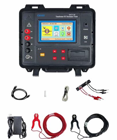 Transformer Winding Resistance Tester with 1000 Groups Data Storage | Resistance Range 0.100mΩ ~ 50.00kΩ Test Current Range AUTO,10A,5A,1A,200mA,10mA Built-in Printer Output Voltage 24V Max. in Kuwait