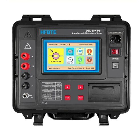 Transformer DC Resistance Tester Meter with Precision 4-Wire Method | LCD Touchscreen Built-in Printer Test Current AUTO 10A 5A 1A 200mA 10mA Resistance 0.10mΩ~50.00kΩ Output Voltage 24V Max. in Kuwait