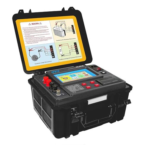 Transformer DC Resistance Tester Meter with Precision 4-Wire Method | LCD Touchscreen Built-in Printer Test Current AUTO 10A 5A 1A 200mA 10mA Resistance 0.10mΩ~50.00kΩ Output Voltage 24V Max. in Kuwait