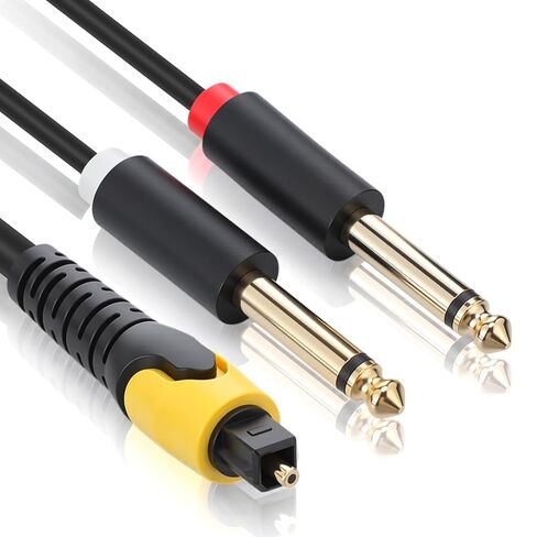 Sabary 192KHz DAC Optical to Dual 6.35mm Converter, 9.8ft Optical Audio Cable to Dual 6.35mm 1/4" TS Mono Audio Adapter, Digital to Analog Audios Converter for Set-top Boxes, HDTV, DVD in Kuwait