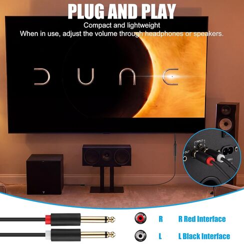 Sabary 192KHz DAC Optical to Dual 6.35mm Converter, 9.8ft Optical Audio Cable to Dual 6.35mm 1/4" TS Mono Audio Adapter, Digital to Analog Audios Converter for Set-top Boxes, HDTV, DVD in Kuwait