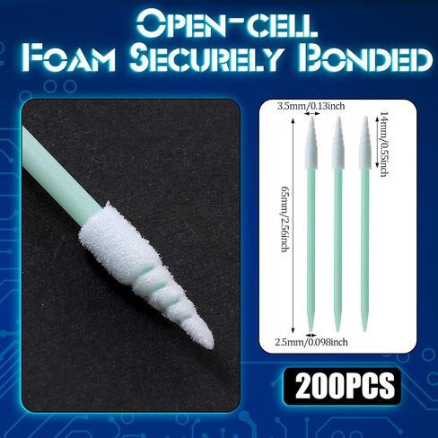 200 Pcs Cleaning Swabs, Lint Free Swab Micro Swabs High Density Foam Sponge for Inkjet Printer Precise Cleaning Swab for Electronics Ideal for Narrow Gaps and Optical Equipment in Kuwait