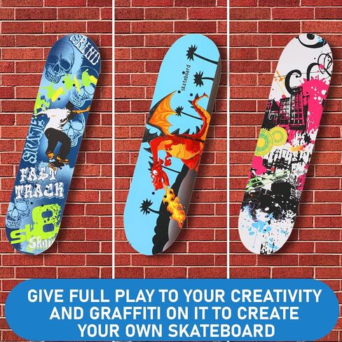 8 Pack Blank Skateboard Decks Bulk, 17 x 5 Inch 7-Layer Maple Double Tail Skateboard Mini Maple Skateboard Natural Wood for DIY Painting Wall Home Decoration in Kuwait