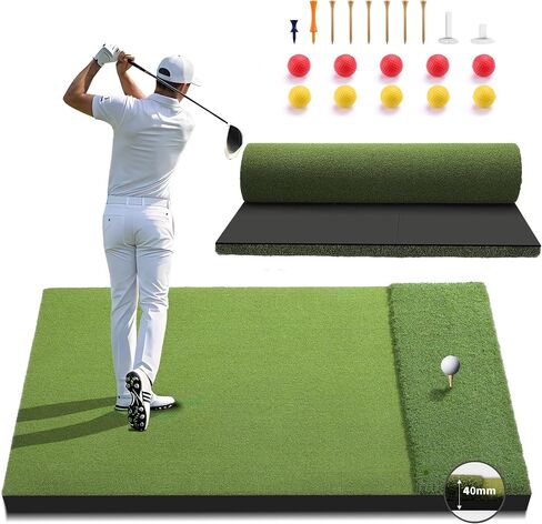Fanshaw Premium Dual-Turf Golf Mat: 5x4ft/6x4ft 40MM-50MM Thickened for Backyard, Driving Range, Indoor & Outdoor Practice Hitting, Swing & Chipping, Ideal Gifts for Men Dad in Kuwait