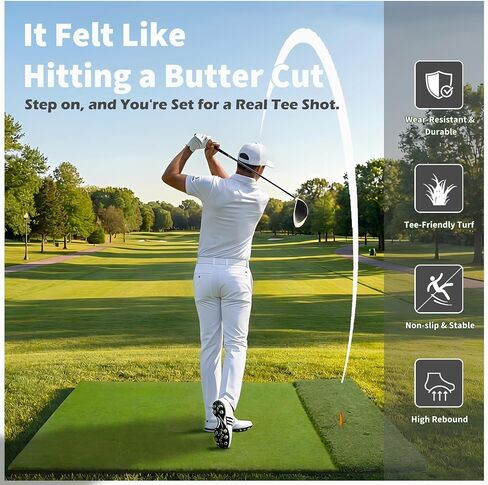 Fanshaw Premium Dual-Turf Golf Mat: 5x4ft/6x4ft 40MM-50MM Thickened for Backyard, Driving Range, Indoor & Outdoor Practice Hitting, Swing & Chipping, Ideal Gifts for Men Dad in Kuwait