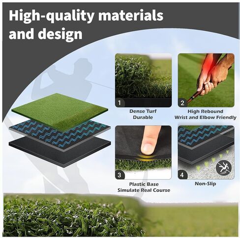 Fanshaw Premium Dual-Turf Golf Mat: 5x4ft/6x4ft 40MM-50MM Thickened for Backyard, Driving Range, Indoor & Outdoor Practice Hitting, Swing & Chipping, Ideal Gifts for Men Dad in Kuwait