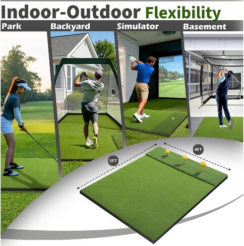 Fanshaw Premium Dual-Turf Golf Mat: 5x4ft/6x4ft 40MM-50MM Thickened for Backyard, Driving Range, Indoor & Outdoor Practice Hitting, Swing & Chipping, Ideal Gifts for Men Dad in Kuwait
