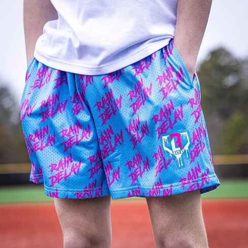 Baseball Lifestyle 101 Rain Delay Youth Shorts - Cotton Candy, Youth Sizes S-XL in Kuwait