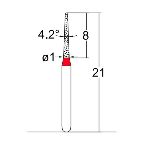 مخروطي الشكل، رفيع بقطر 1 مم. طقم أسنان من الألماس الناعم 25 قطعة. 164.10F2 in Kuwait