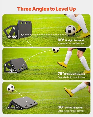 لوح كرة القدم مقاس 40 × 12 بوصة، جدار خلفي محمول من البولي إيثيلين عالي الكثافة يتميز بـ 3 زوايا قابلة للتعديل، مثالي للتدريب على مهارات التمرير والرد in Kuwait