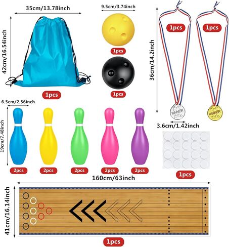 Colorful Plastic Bowling Pins Set for Indoor Outdoor Mini Bowling Set Active Play Suitable for Boys and Girls Birthdays Indoor Outdoor Activities Party Gifts in Kuwait