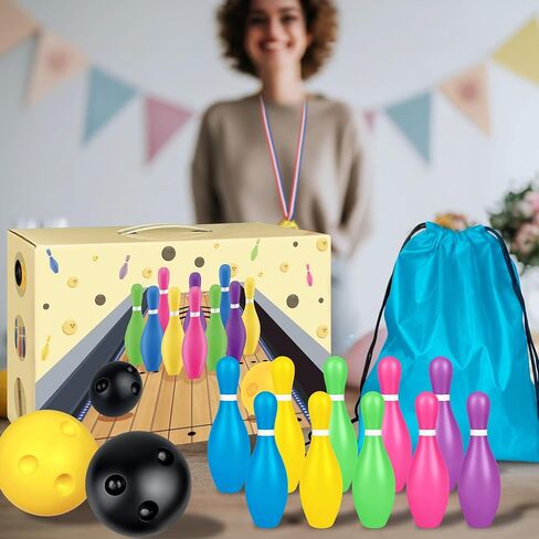 Colorful Plastic Bowling Pins Set for Indoor Outdoor Mini Bowling Set Active Play Suitable for Boys and Girls Birthdays Indoor Outdoor Activities Party Gifts in Kuwait