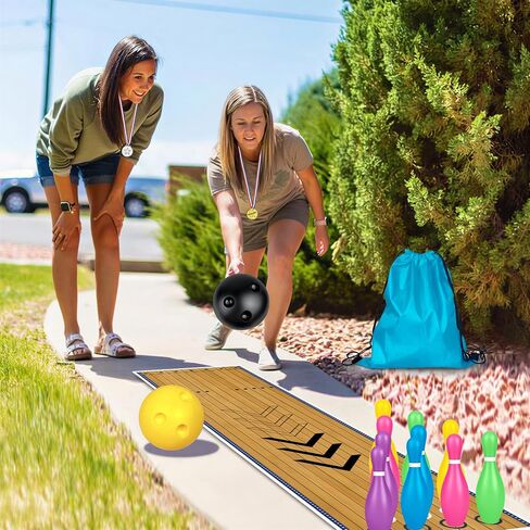 Colorful Plastic Bowling Pins Set for Indoor Outdoor Mini Bowling Set Active Play Suitable for Boys and Girls Birthdays Indoor Outdoor Activities Party Gifts in Kuwait