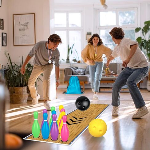 Colorful Plastic Bowling Pins Set for Indoor Outdoor Mini Bowling Set Active Play Suitable for Boys and Girls Birthdays Indoor Outdoor Activities Party Gifts in Kuwait