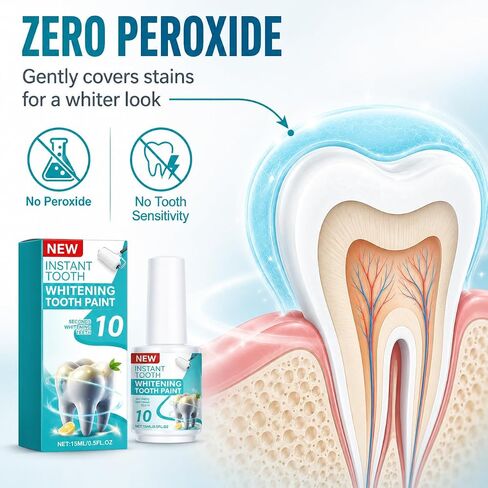 Tooth Paint White, Temporary Teeth Paint Smile Touch-Up Cover | Brush-On Tooth Polish Helps Cover The Look Of Yellow Teeth, Coffee And Smoker Stains For A Whiter-Looking Smile In Minutes in Saudi Arabia