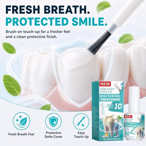 Tooth Paint White, Temporary Teeth Paint Smile Touch-Up Cover | Brush-On Tooth Polish Helps Cover The Look Of Yellow Teeth, Coffee And Smoker Stains For A Whiter-Looking Smile In Minutes in Saudi Arabia