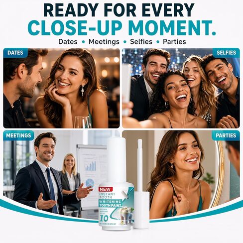 Tooth Paint White, Temporary Teeth Paint Smile Touch-Up Cover | Brush-On Tooth Polish Helps Cover The Look Of Yellow Teeth, Coffee And Smoker Stains For A Whiter-Looking Smile In Minutes in Saudi Arabia