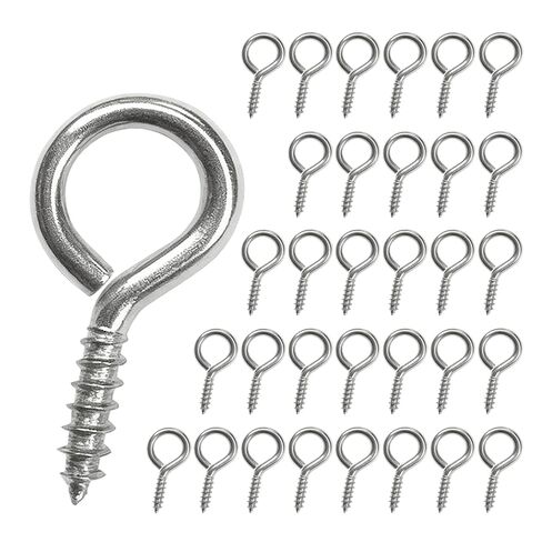 200 Pcs 1 Inch Screw Eye Hooks, Self Tapping Eye Bolts Screw Eye Pins, Small Metal Eyelet Screws Ring Screws, Rust-Resistant Screw Eyes for Wood Hanging Artwork M3 in Kuwait
