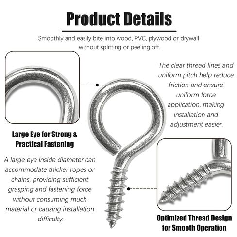 200 Pcs 1 Inch Screw Eye Hooks, Self Tapping Eye Bolts Screw Eye Pins, Small Metal Eyelet Screws Ring Screws, Rust-Resistant Screw Eyes for Wood Hanging Artwork M3 in Kuwait
