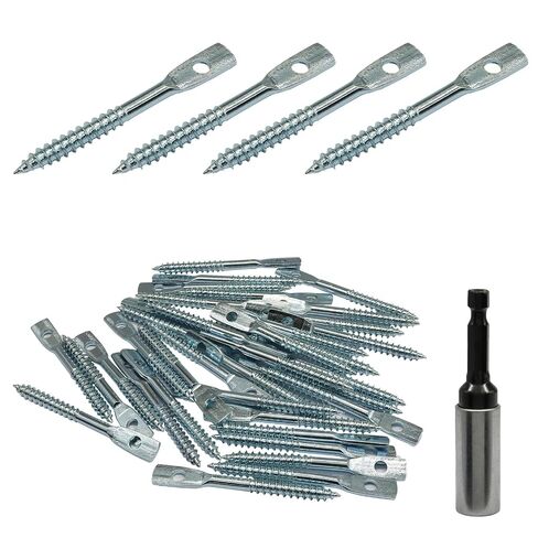 Jiozermi 36 Pcs 2 Inch Eye Lag Screws with 1pcs Driver, Zinc Plated Carbon Steel Heavy Duty Eye Lag Wood Screws Eye Lag Screws for Drop Ceiling, Wood, Metal, Iron, Cement in Kuwait