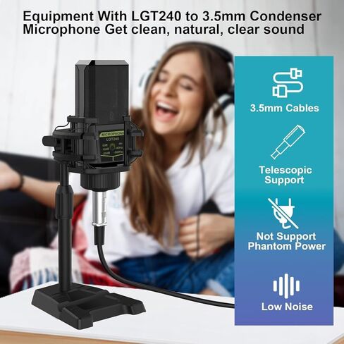 حزمة معدات البودكاست F998، واجهة الصوت وميكروفون استوديو التسجيل BM888، بطاقة صوت حية احترافية مع تأثيرات خلاط DJ ومغير الصوت للبث المباشر لألعاب YouTube TikTok (أسود) in Kuwait