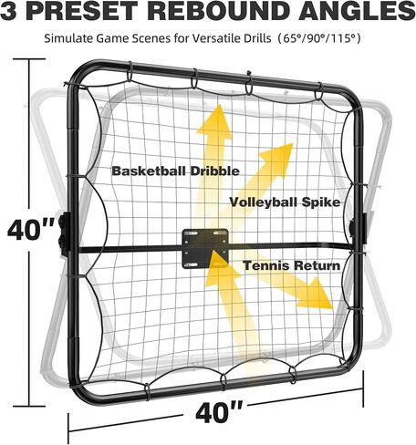 MR Basketball Rebounder مقاس 40 بوصة × 40 بوصة، شبكة تمرير خلفية قابلة للتعديل، شبكة ارتداد للتدريب متعدد الرياضات، نظام إرجاع الكرة تم إعداده على عمود 2 بوصة ~ 6 بوصة لكرة السلة، الكرة الطائرة، التنس، كرة المخلل، ممارسة البيسبول in Kuwait