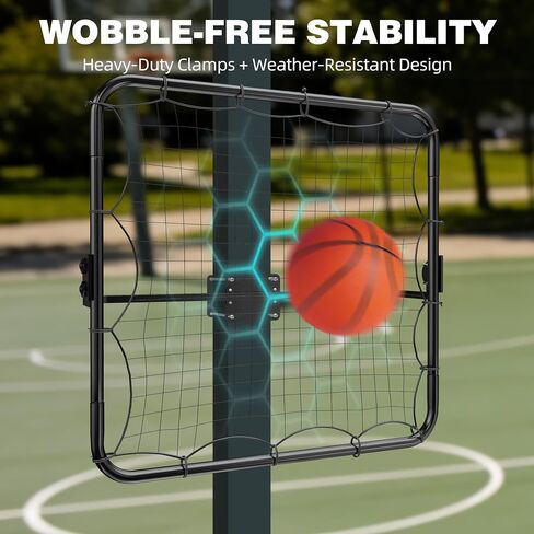 MR Basketball Rebounder مقاس 40 بوصة × 40 بوصة، شبكة تمرير خلفية قابلة للتعديل، شبكة ارتداد للتدريب متعدد الرياضات، نظام إرجاع الكرة تم إعداده على عمود 2 بوصة ~ 6 بوصة لكرة السلة، الكرة الطائرة، التنس، كرة المخلل، ممارسة البيسبول in Kuwait