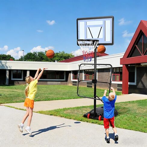 MR Basketball Rebounder مقاس 40 بوصة × 40 بوصة، شبكة تمرير خلفية قابلة للتعديل، شبكة ارتداد للتدريب متعدد الرياضات، نظام إرجاع الكرة تم إعداده على عمود 2 بوصة ~ 6 بوصة لكرة السلة، الكرة الطائرة، التنس، كرة المخلل، ممارسة البيسبول in Kuwait