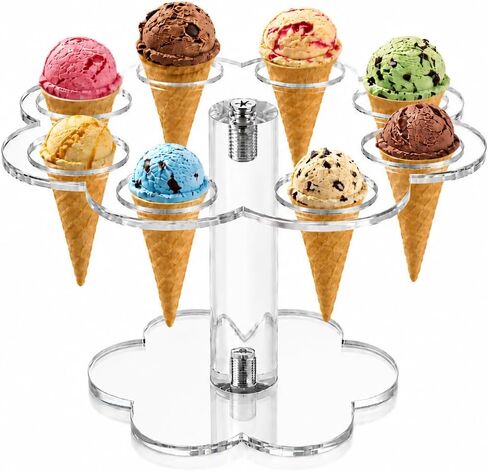 IMIKEYA Ice Cream Cone Holder Stand 8 Holes Acrylic Waffle Cone Display Stand for Party Wedding Buffet Tiered Tray Dessert Table Party Sushi Hand Roll Cotton Candy in Kuwait