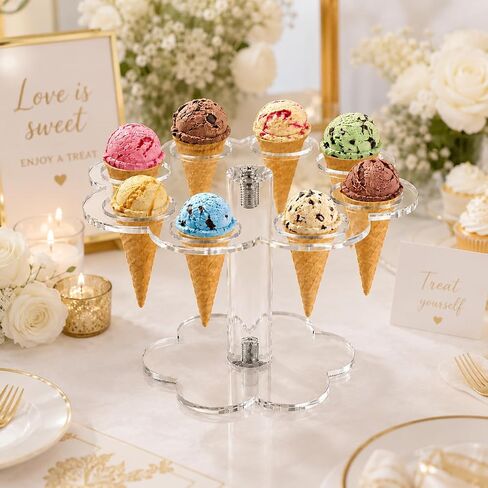 IMIKEYA Ice Cream Cone Holder Stand 8 Holes Acrylic Waffle Cone Display Stand for Party Wedding Buffet Tiered Tray Dessert Table Party Sushi Hand Roll Cotton Candy in Kuwait