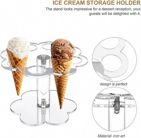 IMIKEYA Ice Cream Cone Holder Stand 8 Holes Acrylic Waffle Cone Display Stand for Party Wedding Buffet Tiered Tray Dessert Table Party Sushi Hand Roll Cotton Candy in Kuwait