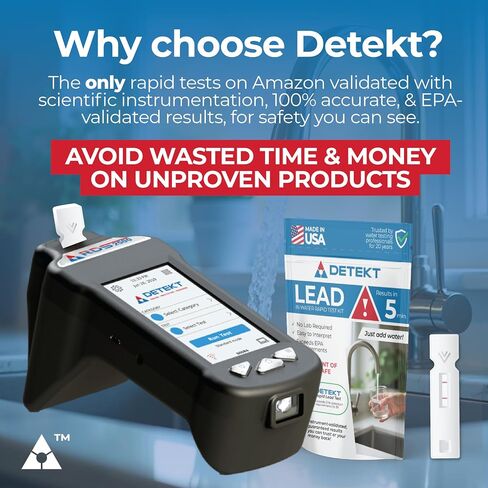 مجموعة أدوات اختبار الرصاص الكل في واحد من Detekt® - صُنعت في الولايات المتحدة الأمريكية - فحص منزلي للمياه والطلاء والأسطح - اختبار واحد للمياه + 5 أدوات تطبيق سطحية لاختبار الرصاص بنفسك - اختبار الرصاص على الفور in Kuwait