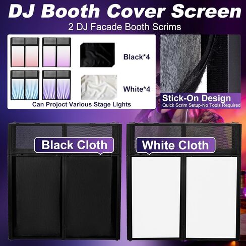 DJ Table Stand Foldable Portable Booth Heavy Duty with Scrims & Bag | 41" L x 20" W DJ facade booth with metal frame, 5 cable holes, adjustable leveling feet and carry bag for Party, Clubs, Bars in Kuwait