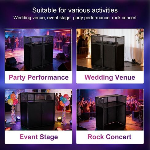 DJ Table Stand Foldable Portable Booth Heavy Duty with Scrims & Bag | 41" L x 20" W DJ facade booth with metal frame, 5 cable holes, adjustable leveling feet and carry bag for Party, Clubs, Bars in Kuwait