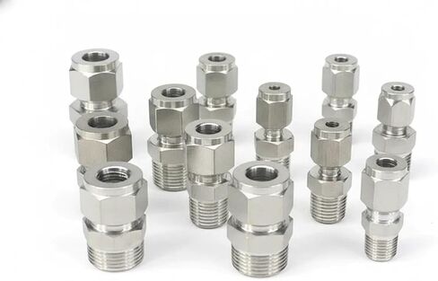 1 Piece 304 Stainless Steel Double Ferrule Compression Tube Fitting, 1/8" BSPT Male Thread Straight Connector Fits 6mm OD Tubing(1/4"BSPT Male Fit 1/4"OD Tube) in Kuwait