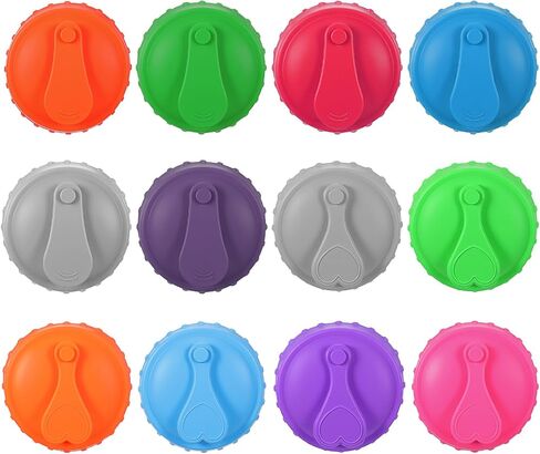 12 Pcs Soda Can Covers Lids Keep Fizz,7 Colors,Silicone,2-Shaped | Reusable Soda Lids for Cans,Can Caps Lids Soda for Beer,Drink,Cola, and Juice Cans,Preventing Leaks and Keeping Drinks Fresh in Kuwait