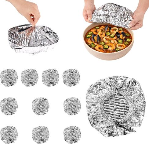 Reusable Aluminum Foil Food Covers, Premium Pop Up Foil Food Covers Universal Kitchen Heat Shield Lids for Bowls Plates Storage Containers (Silver) (20) in Kuwait
