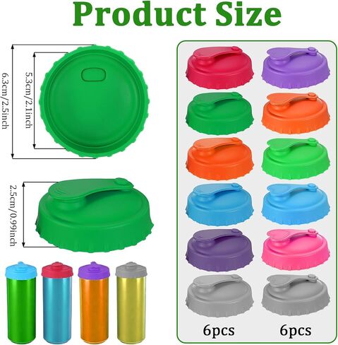 12 Pcs Soda Can Covers Lids Keep Fizz,7 Colors,Silicone,2-Shaped | Reusable Soda Lids for Cans,Can Caps Lids Soda for Beer,Drink,Cola, and Juice Cans,Preventing Leaks and Keeping Drinks Fresh in Kuwait