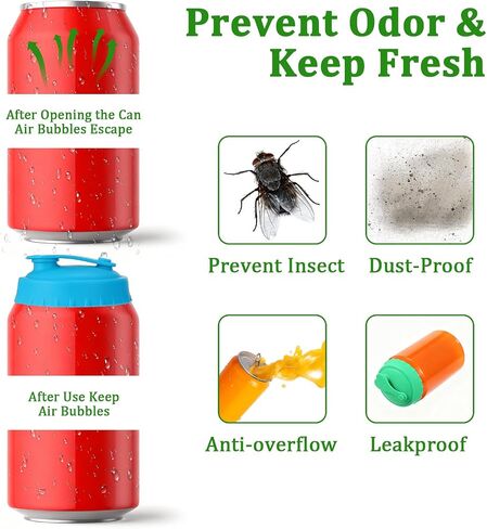 12 Pcs Soda Can Covers Lids Keep Fizz,7 Colors,Silicone,2-Shaped | Reusable Soda Lids for Cans,Can Caps Lids Soda for Beer,Drink,Cola, and Juice Cans,Preventing Leaks and Keeping Drinks Fresh in Kuwait